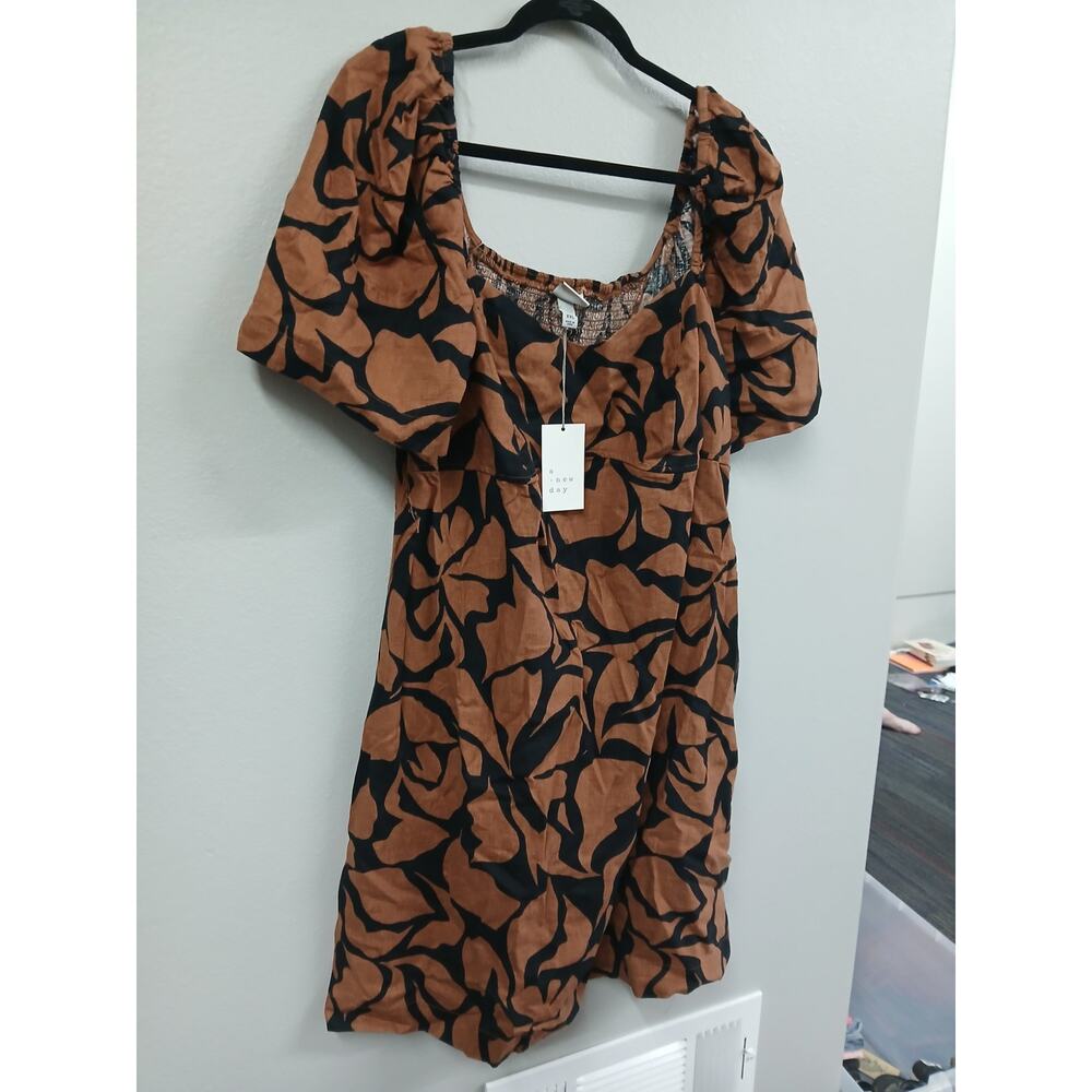 A new day Women's Puff Sleeve Linen Blend Mini Dress Size XXL - Picture 2 of 9